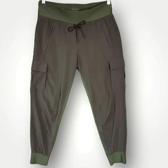 Athleta Pants - Athleta Cargo High Waist Jogger Pants Size 8 Athletic Tapered Legs Olive Green